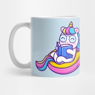 Cute Unicorn Reading Book Mug